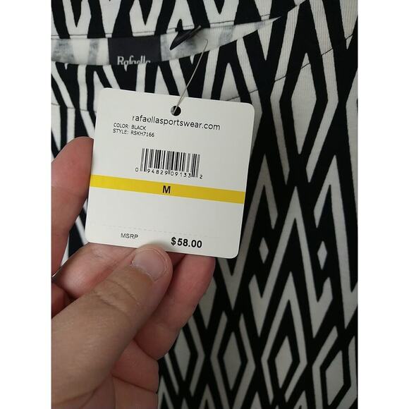 Rafaella Woman M Blouse Long Sleeve Black White Diamond Business Casual Pullover - Picture 4 of 7